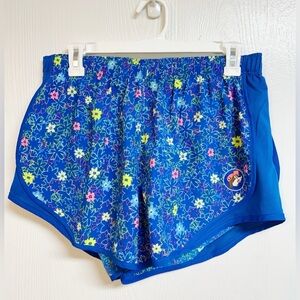 Bucee’s Royal Blue Multi Neon Floral Running Shorts Size L